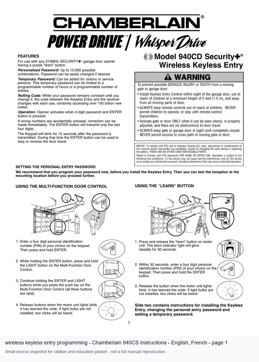 wireless keyless entry programming