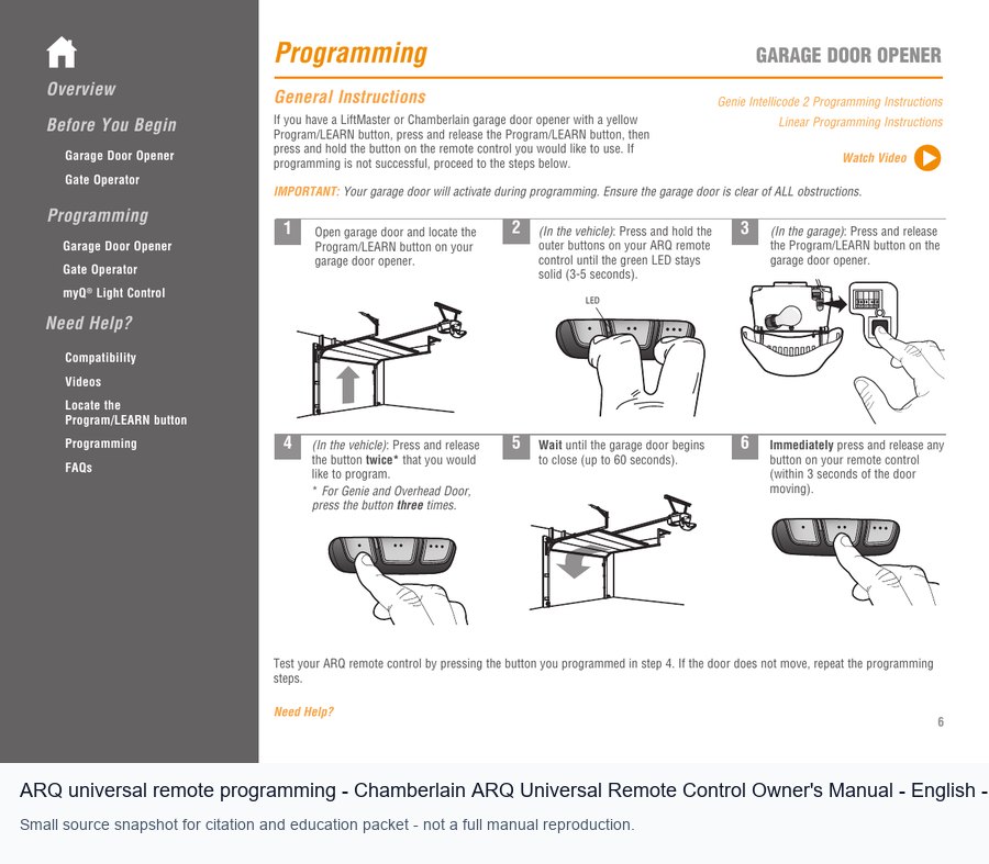 ARQ universal remote programming