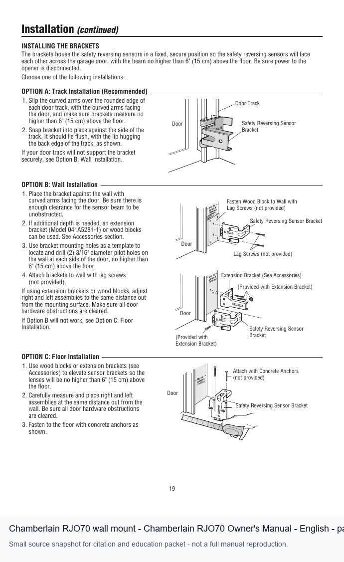 Chamberlain RJO70 wall mount